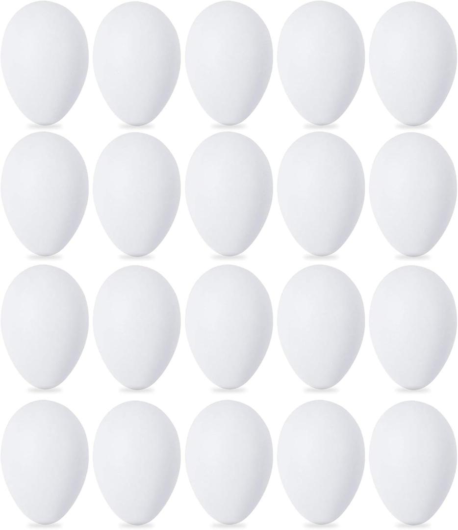 Double Couple 20 PCS White Plastic Eggs for Hunts, Basket Fillers, Gift, Compatible with Egg Decoration Spinner Machine