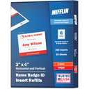 Mifflin-USA Name Badge Inserts,Badge Inserts (50 Sheets), Compatible with Inkjet, Laser Printer, and Printable Sheets