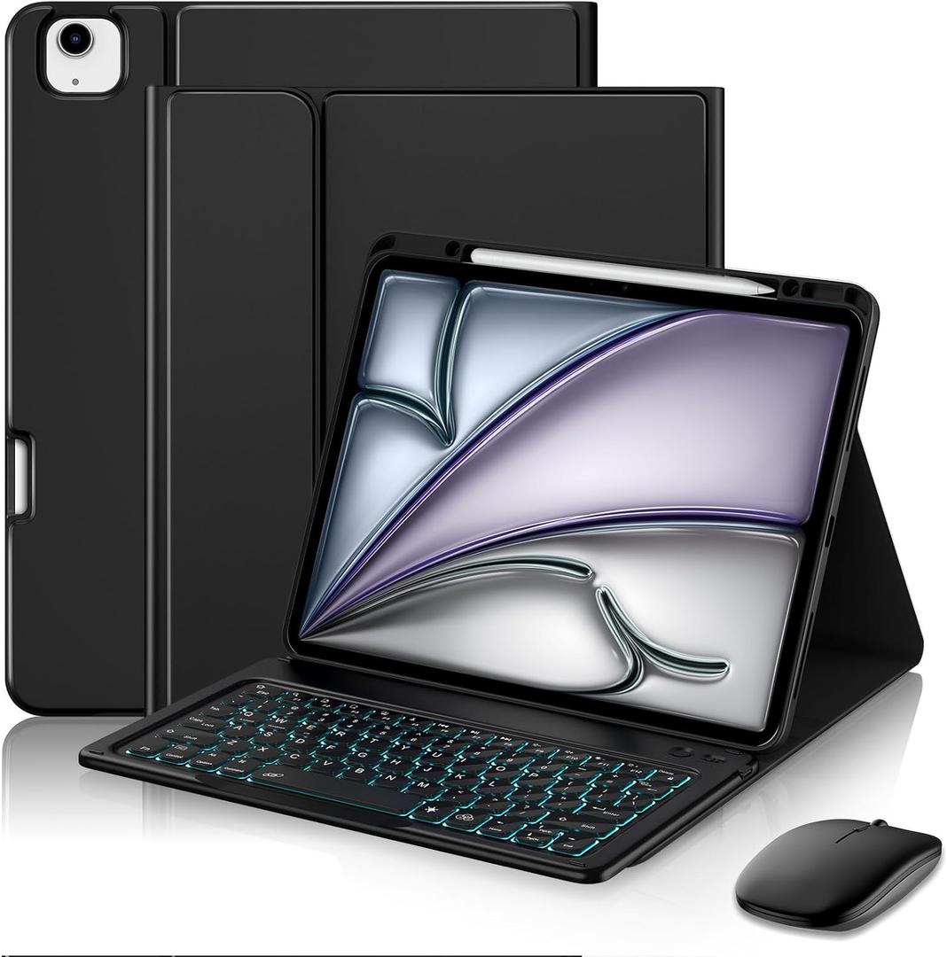 MoKo for iPad Air 13 Inch & Pro 12.9 Case Keyboard with Mouse, Black