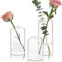 ComSaf Small Flower Vase Set of 3, Glass Bud Vases in Bulk, Clear Vases for Flower, Home Decor Centerpiece for Living Room and Bedroom, Decorative Vases for Wedding, Valentines' Day, Mother's Day