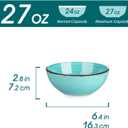 vancasso Bonita 27 Oz Cereal Bowls Set of 6, Blue Ceramic Bowls for Kitchen, 6 Inch Soup Bowls, Dishwasher & Microwave Safe