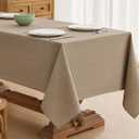 Faux Linen Tablecloths for Rectangle Tables, 2 Pack Burlap Textured Table Cloths Washable Farmhouse Table Cover Water Resistant for Dining, Wedding, Outdoor(Khaki, 60"x84")