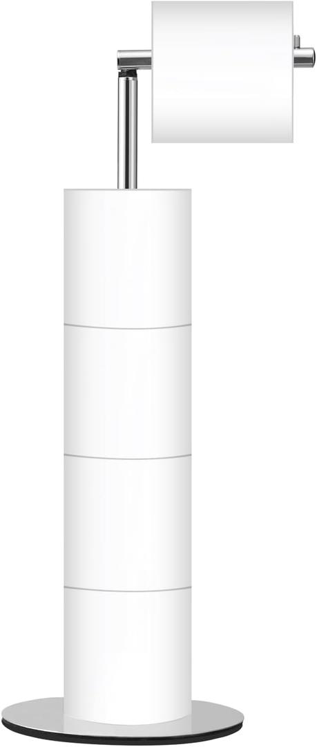 Toilet Paper Holder Stand, Free Standing Toilet Paper Roll Holder with Reserve, Modern Bathroom Toilet Paper Stand for 4 Rolls, Chrome, Housen Solutions