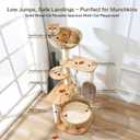 Wooden Cat Tree for Large Cat, 49.6IN Tall Cat Tower with Scratching Post for Indoor Cats, Multi-Level Cat Condo with Hand-Woven Cat Bed and Scratching Board Easy to Clean