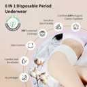 Organic Cotton Disposable Period Underwear for Women, Postpartum Diapers, Incontinence Pads for Sensitive Skin, Unscented, 360 Leakproof Panties Heavy Flow Overnight, Size S/M, 12 Count