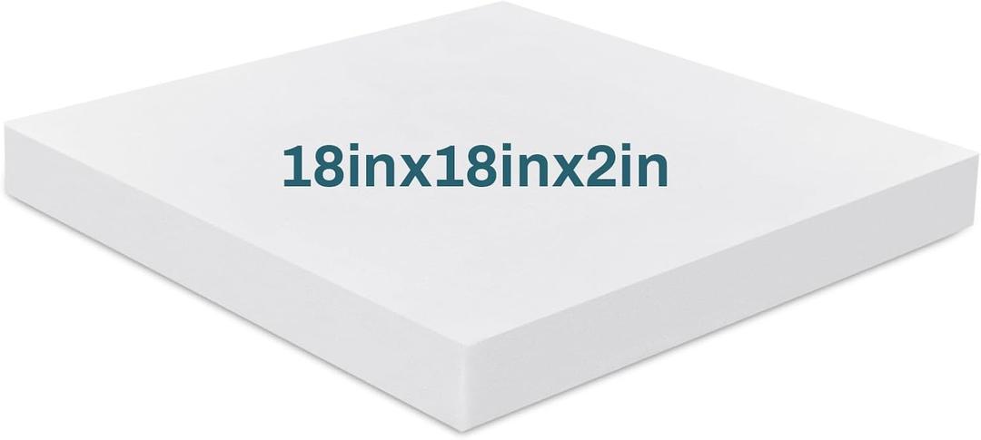 Frienda 1 Pack 2 x 18 x 18 Upholstery High Density Craft Foam Sheets Replacement Square Cut to Size Cushion Chair Padding, Suitable for Shipping, Packing, Cushion Foam, Mailing, Cosplay