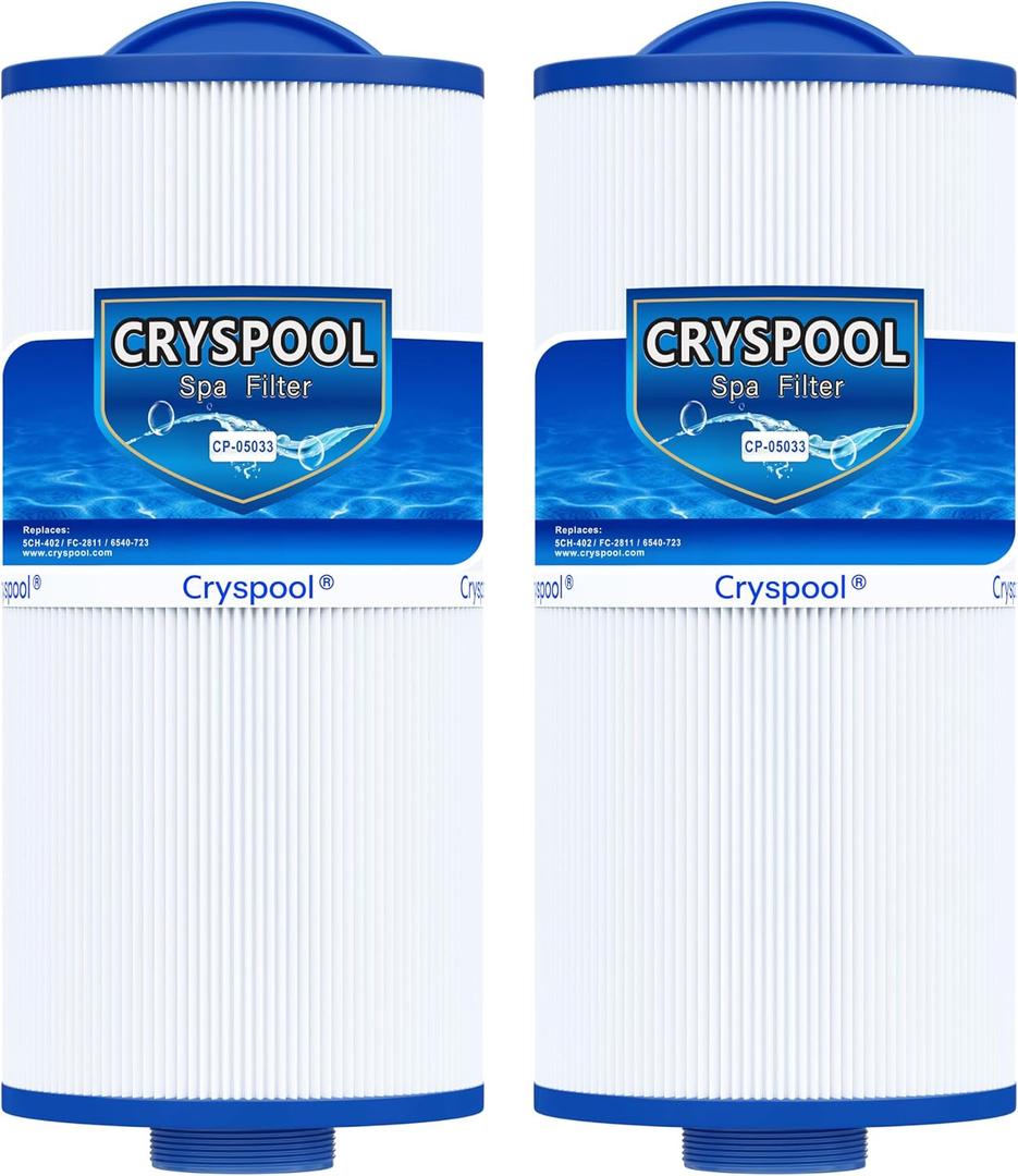 Cryspool 05033 Filter Compatible with Tuff Spa Filter, Del Sol Spas, Sundance Spas 6540-723, 5CH-402, FC-2811, South Pacific Spas, 40 Sq. Ft Spa Filter Cartridge, 2 Pack
