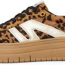 LUCKY STEP Women's Platform Gum Thick Sole Fashion Sneakers Classic Retro Rubber Low Top Casual Tennis Skate Walking Shoes (8, Leopard)