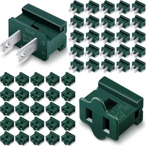 Flutesan 50 Pieces Vampire Plugs Female and Male Slip Plug Electrical Lighting Adapter Green Zip Inline Adapter for Xmas Holiday Party (SPT-2)