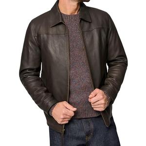 Isaac & David Chicago Men's New Black/ Brown Lambskin Leather Classic Open Bottom Jacket Motorcycle Vintage Racing Jacket (US, Alpha, Large, Regular, Regular, Brown Leather Jacket)