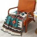 Homesy Boho Throw Blankets Southwestern Bed Throws Cover Reversible Green Aztec Southwest Blanket for Couch Chair Sofa Home Outdoor Beach Car Tent Travel Camping 63"x87"