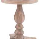Powell Finley Natural Pedestal Accent Side Table with Round Top, Standard