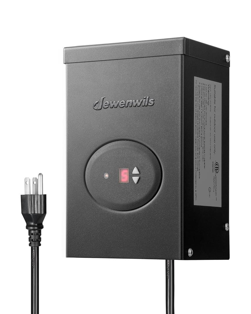 DEWENWILS 200W Low Voltage Landscape Transformer, Outdoor Weatherproof Transformer with Timer and Photocell Sensor, 120V AC to 12V AC for LED Lighting, Spotlight, Pathway Light, ETL Listed