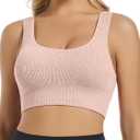 Chilylori Seamless Sports Bras for Women Pack of 3 Ribbed Sports Bra Workout Tops Cropped Tank Top Comfort Padded Yoga (XL)