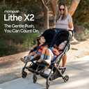 Mompush Lithe Double Stroller for Infant and Toddler, Lightweight Side by Side Twin Stroller, Only 25 lbs, 30-Inch Slim Fit Through Doorways, One-Step Fold, Independent Recline, UPF 50+ Canopy