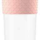 Large Travel Mug - Reusable Glass Coffee Mug - 18oz/530ml BPA-Free Hot Drink Travel Mug with Lid & Silicone Band (Gray and Pink, 18oz) (11.5 Ounces)