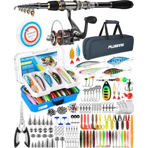 PLUSINNO Fishing Rod, Telescopic Fishing Rod and Reel Combo, Collapsible Travel Fishing Pole Rod Starter Kit, Carbon Fiber Fishing Rods and 12 +1 Bearings Stainless Steel, Fishing Gifts for Men Adults