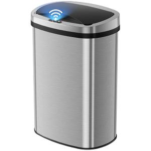 DUMOS Automatic Trash Can, 13 Gallon Motion Sensor Garbage Can, Silver | Electric Touchless Trash Bin with Lid, Fingerprint-Proof Stainless Steel, Long-Lasting Battery, 50L Large Capacity