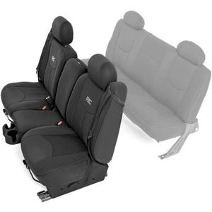 Rough Country Neoprene Front Seat Covers for Chevy Silverado & GMC Sierra 1500 (1999-2006) - Waterproof & UV Resistant, Foam Padded, Front Seat Cover Set