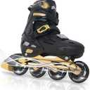 MammyGol Inline Skates for Boys and Girls Youth, 4 Size Adjustable Roller Skates with PU Flashing Wheels, Aggressive Inline Skates High Performance for Kids, Size 13C-3