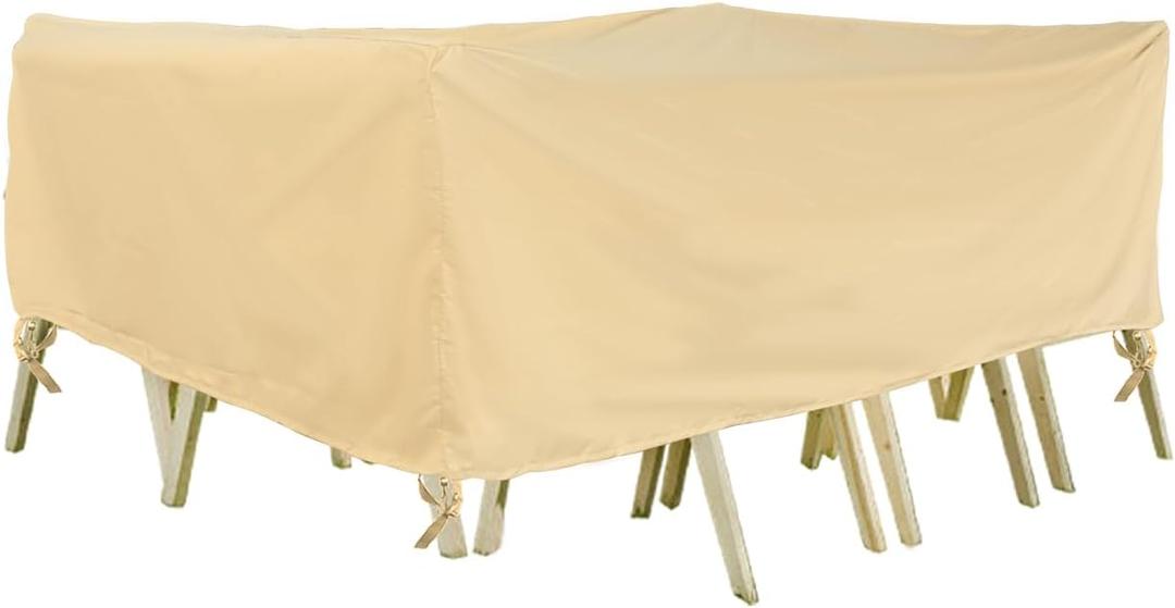 Outdoor Furniture Covers, Rectangular patio table cover, Waterproof for Outdoor patio set cover, Dining table cover, 86" W x 47" D x 31" H Beige & Coffee