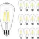 5000K Daylight LED Edison Bulbs 40W Equivalent, 4W ST19 LED Light Bulb, E26 Standard Base, 90 CRI, Non-Dimmable, 12 Pack
