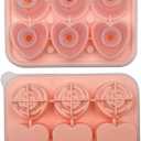 Ice Cube Tray, 6 Cavity Silicone Sphere Ice Ball Maker with Lid Reusable 3 Heart & 3 Rose Ice Cube Maker for Whiskey, Cocktails, Bourbon, Juice