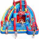 ELEMARA Speed Racer Kids Inflatable Water Slide Bounce House, 15 in 1 191x175in Double Slide Water Park with Climbing Wall, Splash Pool, Water Cannon, Basketball, Dartboard, Boxing Post, 750W Blower
