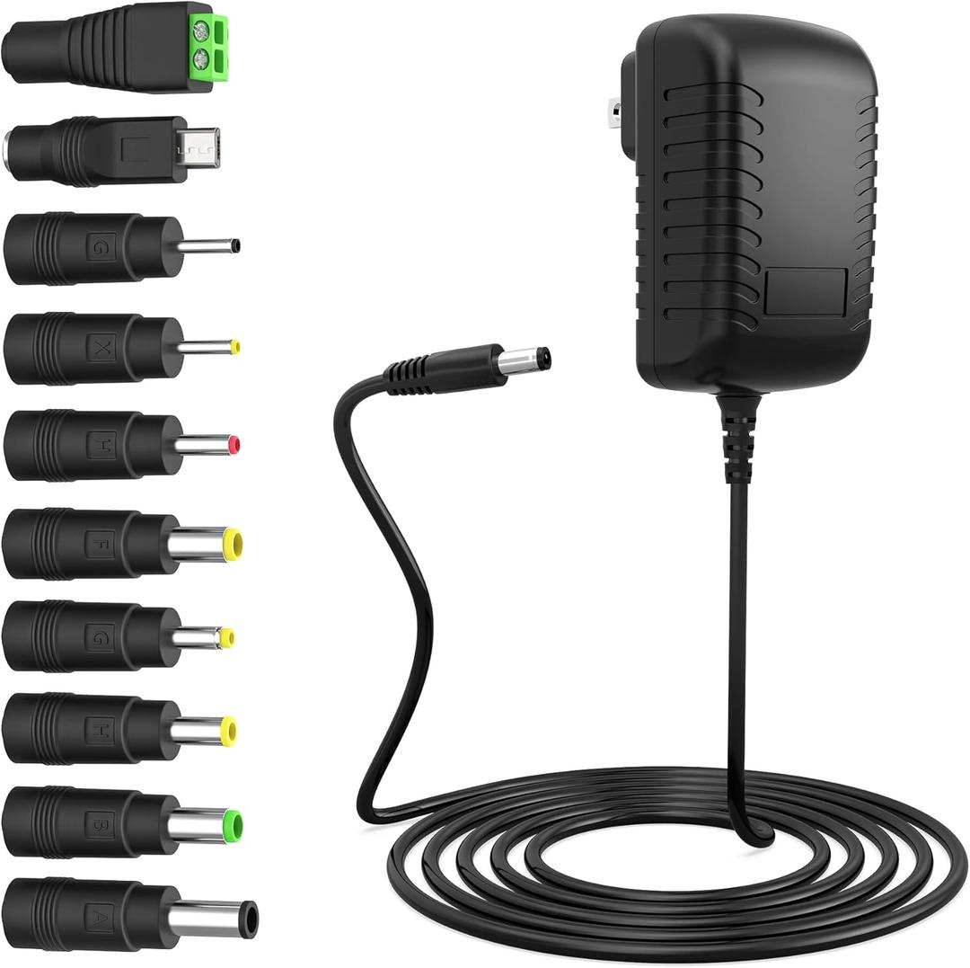 22V 1A 0.5A Charger 22.0V 1.0A Power Cord AC Adapter 22W Switching Power Supply DC 22V 1000mA 500mA Adaptor Regulated Transformer Cord with 10 Interchangeable DC Plug