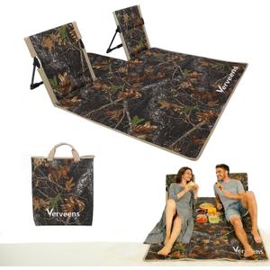 2-Person Portable Beach Lounge Chair with Carry Bag - Lightweight Outdoor Picnic Mat with Back Support for Beach Picnic Concerts Camping & Park (Camouflage Pattern), Oversized