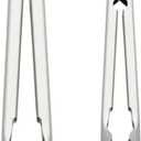 KitchenAid Set of 2 Stainless Steel Tongs with Scalloped Edges Easy Lock Dishwasher Safe Durable and Versatile 7 Inch and 9 Inch Silver