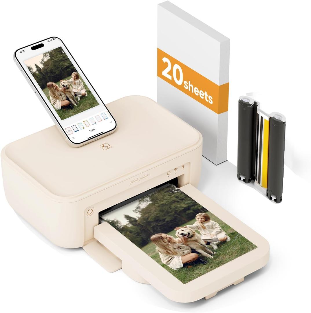 HPRT Photo Printer 46, Wi-Fi Full-Color Instant Phone Phtoto Printer for iPhone, Android, Smartphone, Thermal Dye-Sublimation Impresora De Fotos for Home Use, + 20 Sheets Photo Paper & 1 Cartridge