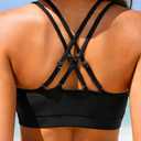 Women Sports Bra Bikini Top - Scoop Neck Criss Cross Back Swim Top Spaghetti Straps Bathing Suit Top Only 2025 (Black, L)