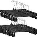 Smartor Space Saving Skirt Hangers - 150 Pack, Slim Plastic Pants and Shorts Hangers, Ridged Non-Slip with Pinch Clips, Black Clip Hanger for Women, 360-Rotating Chrome Swivel Hook, 12 Inches