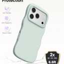 ORNARTO for iPhone 17 Pro Case 6.3", Wavy Liquid Silicone Shockproof Drop Protection Cover with Camera Control Button, Skin-Friendly Microfiber Lining Light Green