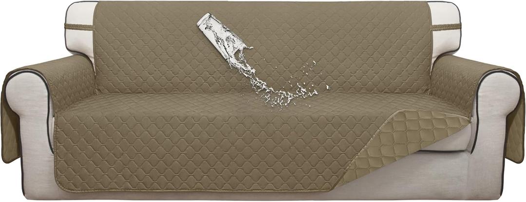 ISSUNTEX Double Protection 100% Waterproof Sofa Covers for Living Room, Couch Covers for 3 Cushion Couch Sofa, Reversible Furniture Protector Sofa Cover for Dogs, Pets, Kids (Sofa, Beige/Beige)