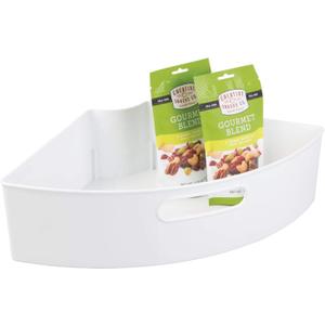 iDesign Recycled Plastic 1/4 Wedge Lazy Susan Turntable Organizer with Handle, Pantry, Bathroom, General Storage and More  16.5" x 11" x 4", White