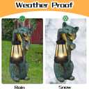 Garden Statues Cat with Solar Lantern Outdoor Bunny Figurines Decorations for Patio Yard Lawn Ornaments Gifts for Birthday Easter Housewarming Mother's Day