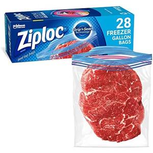 Ziploc Gallon Food Storage Freezer Bags, Grip 'n Seal Technology for Easier Grip, Open, and Close, 28 Count