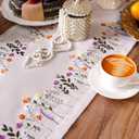 ARTABLE Lace Tablecloth - Linen Color Embroidery Country Farm Elegant Coffee & Dining Tablecloth (14 x 36 Inch, Colorful Plants)