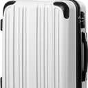 Coolife Luggage Expandable(only 28") Suitcase PC+ABS Spinner 20in 24in 28in Carry on (white grid new, S(20in)_carry on)