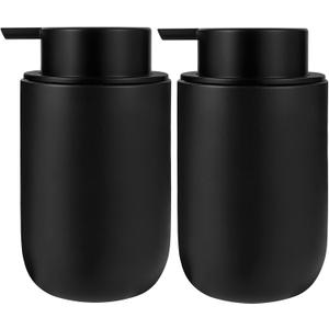 Foaming Soap Dispenser Thick Ceramic Foam Hand Soap Dispenser for Bathroom or Kitchen Sink, Liquid Pump Bottles for Hand soap, Body Wash, 2 Pack Black