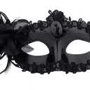 Mikovivi Black Masquerade Mask for Women, Elegant Lace Venetian & Mardi Gras Dress Outfits Masks for Halloween Costume Party Ball Prom
