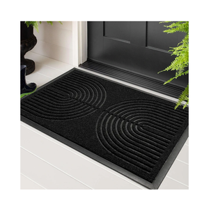 RORA Front Door Mat Outside Indoor Entrance, Heavy Duty Non Slip Welcome Doormat, Natural Rubber Floor Mat for Entryway, Patio, Garage, Porch, 29.5"x17", Black