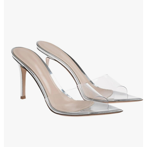 Women's Clear Pointed Toe Slingback Stilettos Heel Sandals Fashion Sexy Comfortable Summer Open Toe Backless Slip On Dress Slides Sandals for Casual Outdoor Party Work Wedding39