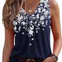 Zeagoo Womens Tank Tops Summer Sleeveless Loose Fit Tops V Neck Pleated Shirts Basic Tees Dressy Casual Trendy Clothes (Large, Sf103)