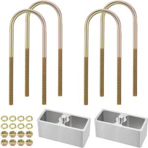 2 inch Universal Leaf Spring Lowering Block Kits, 5" Length x 2-1/3" Width Blocks, with 4 Pack Heavy Duty Galvanized U-Bolts