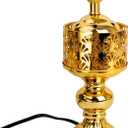 Golden Electric Incense Burner, Arabian Style Electric Incense Holder, Middle Eastern Tabletop Decorative Censer for Yoga Spa Home Office Christian Church Decor, US Plug (Gold)