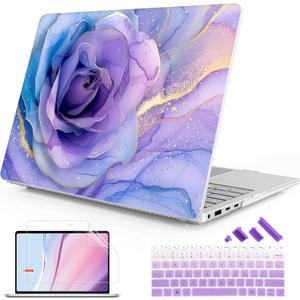 Mektron Case for 13.8" Microsoft Surface Laptop 7 Windows 11 AI PC 2024 Surface Laptop 13.8 Inch Cover Fits Model 2036, Keyboard Cover +Screen Protector +Dust Plugs, Rose Marble