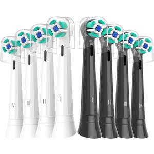 Replacement Heads Compatible with Oral B iO Electric Toothbrush, Soft Toothbrush Heads Fit for Oral-B iO 2/3/4/5/6/7/8/9/10 Series with Covers, White+Black 8pcs
